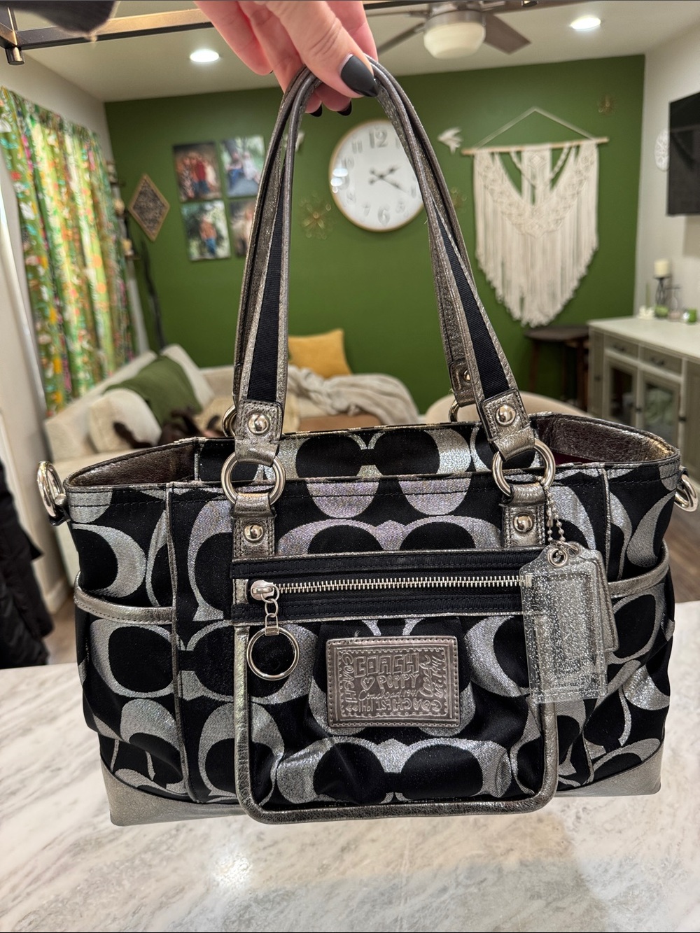 Y2K Vintage Coach Poppy 14437 Signature Lurex Tote Bag